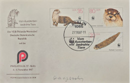OTTER Endangered Animals DDR Postal Stationery Vom LONTRA Aussterben Bedrohte Tiere WWF Berlin 1987 Annullo Cancel - Sonstige & Ohne Zuordnung