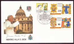 VATICAN ENVELOPPE COMMEMORATIVE 1988 CITTA DEL VATICANO RIENTRO ALLA S. SEDE - Lettres & Documents