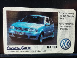 T-266 - MALTA, TELECARD, PHONECARD, VOLKSWAGEN POLO, VW - Malta