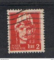 LUOGOTENENZA  VARIETA':  1945  EMISS. DI  ROMA  -  £. 2  CARMINIO  US. -  FIL. LETTERE  10/10  -  SASS. 533 - Afgestempeld