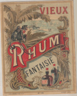 Étiquette Chromolithographie Vieux RHUM Fantaisie - (chromo Viellemard Fils & Cie PARIS) - Bon état - Rhum