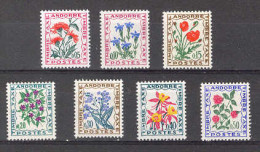 Andorra -Franc 1964 - Taxes - Flores Ed T46-52 - Unused Stamps