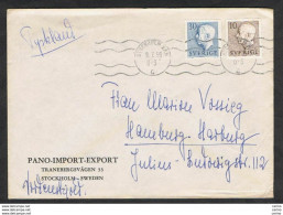 SWEDEN: 1959 COVERT WITH 10 O. + 30 O. (459 A + 464) - TO GERMANY - Cartas & Documentos