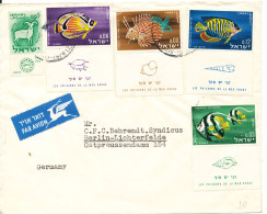 Israel Cover Sent To Germany 1962 With Complete Set Fish With Tab - Covers & Documents