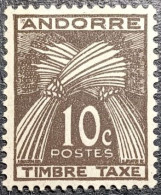 ANDORRE FR 1943 Taxe N°21 NEUF* - 10c - Chiffre Taxe - MH - Unused Stamps