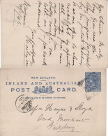 NEW ZEALAND 1896 POSTCARD SENT TO FIELDING - Lettres & Documents