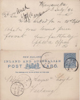 NEW ZEALAND 1896 POSTCARD SENT TO FIELDING - Cartas & Documentos