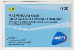 URUGUAY - Más Ventajas GSM, Light Blue , 100 $ , ANCEL Maxi GSM Refill Card, Used - Uruguay