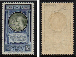 Regno 1932 - Pro Società Dante -  Posta Aerea 100 Lire - Gomma Integra -  MNH **- Splendido E Centratissimo - Firmato - Airmail