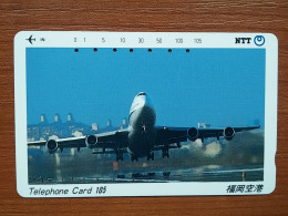T-344 - JAPAN, TELECARD, PHONECARD,  Avion, Plane, Avio, NTT 391-196 - Aerei