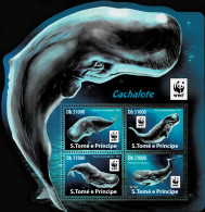 SAO TOME And PRINCIPE 2017 Mi 7408-7411 WWF SPERM WHALE MINT MINIATURE SHEET ** - Baleines