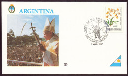 ARGENTINE ENVELOPPE COMMEMORATIVE 1987 MENDOZA VISITA DE SS JUAN PABLO II - Covers & Documents