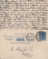 NEW ZEALAND 1899 POSTCARD SENT FROM WELLINGTON TO FIELDING - Briefe U. Dokumente