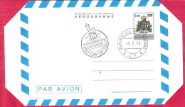 SAN MARINO - INTERO AEROGRAMMA LIRE 200 - ANNULLO F.D.C.*15.3.78* - (CAT. INT 10) - Entiers Postaux