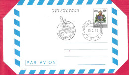 SAN MARINO - INTERO AEROGRAMMA LIRE 200 - ANNULLO F.D.C.*15.3.78* - (CAT. INT 10) - Postal Stationery