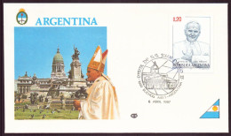 ARGENTINE ENVELOPPE COMMEMORATIVE 1987 BUENOS AIRES VISITA DE SS JUAN PABLO II - Cartas & Documentos