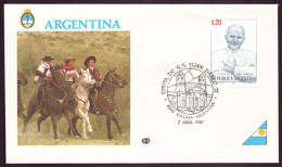 ARGENTINE ENVELOPPE COMMEMORATIVE 1987 VIEDMA VISITA DE SS JUAN PABLO II - Brieven En Documenten