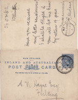 NEW ZEALAND 1899 POSTCARD SENT FROM WELLINGTON TO FIELDING - Storia Postale