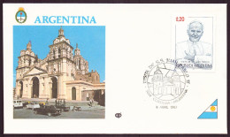 ARGENTINE ENVELOPPE COMMEMORATIVE 1987 CORDOBA VISITA DE SS JUAN PABLO II - Brieven En Documenten