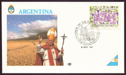 ARGENTINE ENVELOPPE COMMEMORATIVE 1987 S.M. DE TUCUMAN VISITA DE SS JUAN PABLO II - Covers & Documents