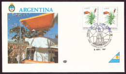 ARGENTINE ENVELOPPE COMMEMORATIVE 1987 CORRIENTES VISITA DE SS JUAN PABLO II - Storia Postale