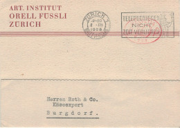 Art. Institut Orell Füssli Zürich Briefversand 1928 Hasler-Stempel No 229 - Telefonieren Nicht Zeit Verlieren > Burgdorf - Frankiermaschinen (FraMA)