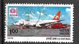 INDIA - 1979 - POSTA AEREA - BOEING 737 INDIAN AIRLINES - R 1,00  -   USATO (YVERT AV15- MICHEL 798) - Posta Aerea