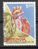 INDIA - 1996 - CHIRUGIA CARDIOLOGICA  - USATO (YVERT 1301A- MICHEL 1490) - Gebruikt
