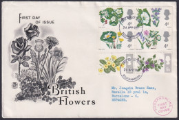 F-EX45419 ENGLAND UK FDC 1967 FLOWERS WITH & WITHOUT PHOSPHORLINE.  - 1952-1971 Dezimalausgaben (Vorläufer)