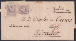 F-EX46400 ESPAÑA SPAIN 1871 25mls MADRID TO RIVADEO, GALICIA.  - Covers & Documents