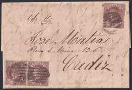 F-EX46393 ESPAÑA SPAIN 1863 25mls MADRID TO CADIZ.  - Covers & Documents