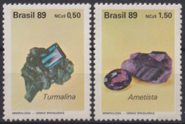 F-EX46893 BRASIL BRAZIL MNH 1989 MINERALS GEMS AMATISTA TURNALINA.  - Minerals