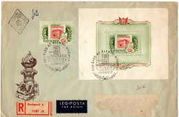 HONGRIE YT N°1156. ET BLOC N°31 OBLITERES FDC SUR LETTRE RECOMMANDEE EN POSTE AERIENNE POUR LA FRANCE - FDC