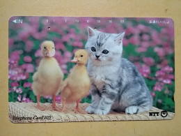 T-370 - JAPAN, Japon, Nipon, TELECARD, PHONECARD, Cat, Chat, NTT 111-055 - Katten