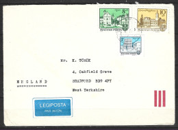 HONGRIE. Timbres De 1972-4 Sur Enveloppe Ayant Circulé. Armoiries De Villes Hongroises. - Enveloppes