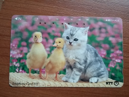 T-372 - JAPAN, Japon, Nipon, TELECARD, PHONECARD, Cat, Chat, NTT 111-055 - Cats