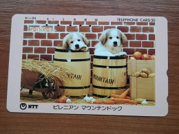 T-373 - JAPAN, Japon, Nipon, TELECARD, PHONECARD, Dog, Chien, NTT 270-356 Wine Baril, Barrel, Tonneau De Vin - Cani