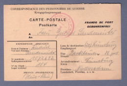 Kriegsgefangenenpost - Dépot Des P.G. Nº 104 - Postkarte  Mulhouse 17.8.47--> Lüneburg (3198AGH-076) - Kriegsgefangenenpost