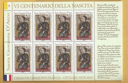 Bloc 8 Timbres Jeanne D'Arc N° 1737 De 2012 Du VATICAN - Unused Stamps