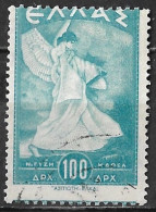 GREECE 1945 Glory Key Value 100 Dr. Light Blue Vl. 584 With Displaced Perforation - Gebraucht