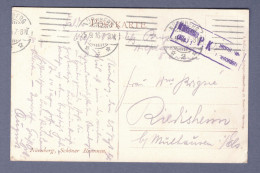 WK I Feldpost AK(Nürnberg, Schöner Brunnen) - Nürnberg 25.9.16 - Mühlhause Els. P.K. Gepr. Zubefördert (3198AGH-082) - Feldpost (postage Free)