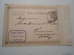 Japon , Carte De Yokohama 1899 Pour Turin - Cartas & Documentos