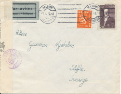Finland Censored  Cover Sent To Sweden Helsinki 31-12-1942 - Cartas & Documentos