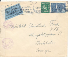 Finland Censored  Cover Sent To Sweden Helsinki 5-9-1944 - Covers & Documents
