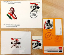 DOMINICA 2019 - 150th Anni Mahatma Gandhi - Collection: Perf FDC + Perf Stamp + Die Card + Regd. Cover Tracking - Mahatma Gandhi