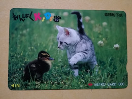 T-402 - JAPAN, Japon, Nipon, Carte Prepayee, Prepaid Card, CAT, CHAT,  - Cats