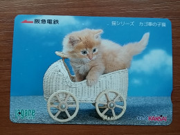 T-402 - JAPAN, Japon, Nipon, Carte Prepayee, Prepaid Card, CAT, CHAT,  - Katzen