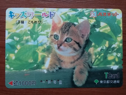 T-402 - JAPAN, Japon, Nipon, Carte Prepayee, Prepaid Card, CAT, CHAT,  - Katzen