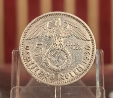 Alemania Nazi Germany 5 Reichsmark Paul Von Hindenburg 1936 D Munich Km 94 Plata - Sonstige & Ohne Zuordnung