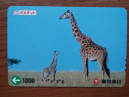 T-406 - JAPAN, Japon, Nipon, Carte Prepayee, Prepaid Card, Animal, Giraffe - Sonstige & Ohne Zuordnung